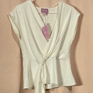 Muse Women's Elegant Cream Tie-Front Blouse